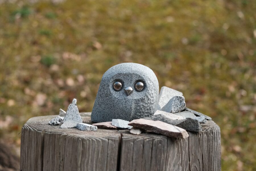 Steineule Friederike aus Dunkler Granit